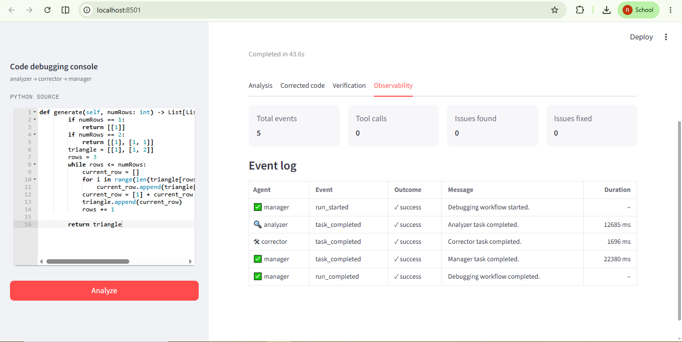 Code Debugging Assistant Walkthrough